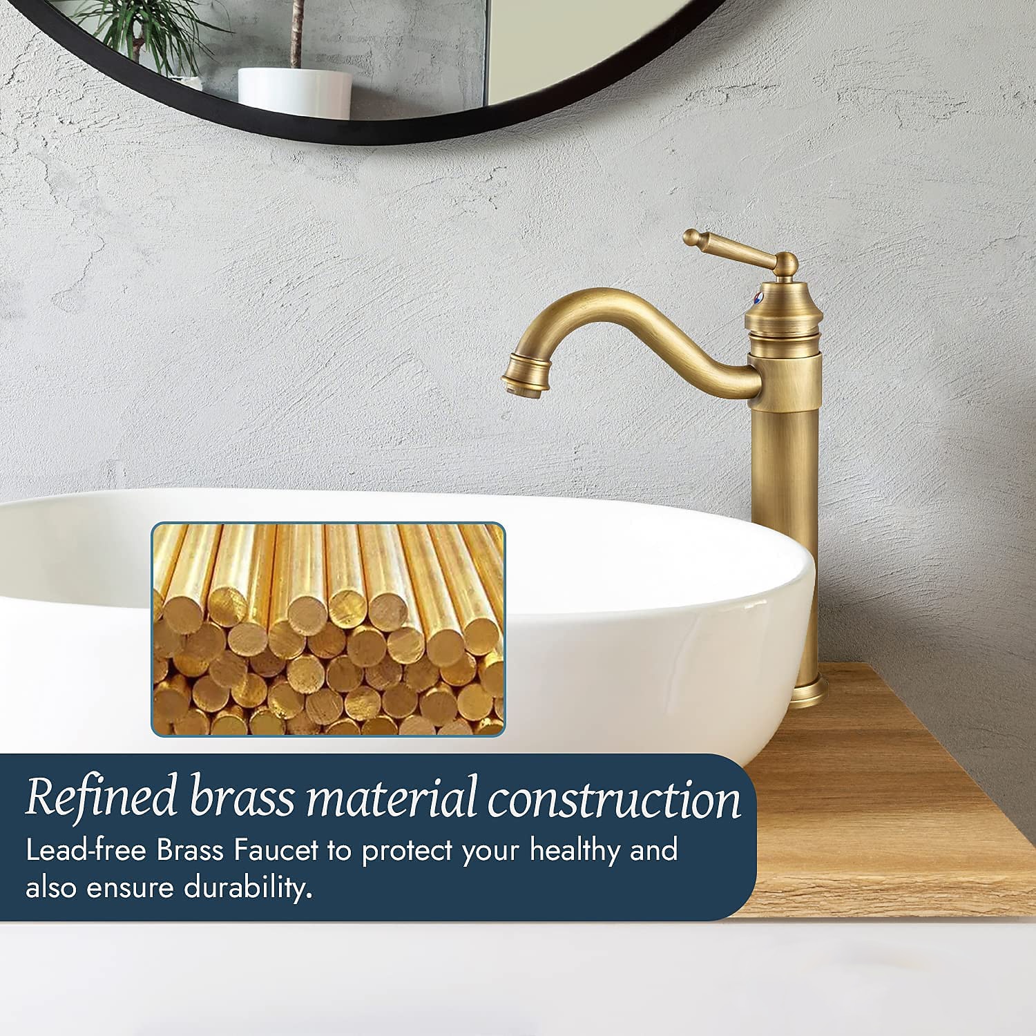 Antique Brass Single Handle Bathroom Sink Faucet Brushed Brass Long Reach Bathroom Faucet Mixer Tap 2025 - CAD $95.99 –P6