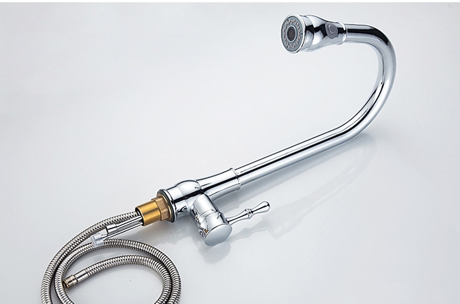 Kitchen Faucet with SprayerBrass 2-Function Outlet Single Handle One Hole Electroplated Pull-out Kitchen Taps 2025 - CAD $103.99 –P4