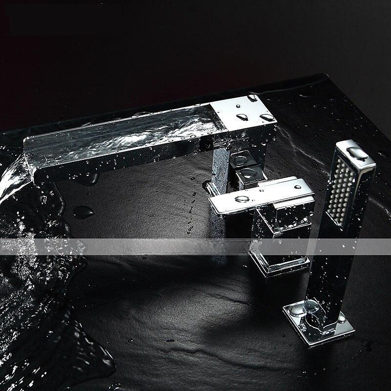 Bathtub Faucet -3 Holes Waterfall Bathtub Mixer Tap Chrome Bathroom Shower Faucet 2025 - CAD $223.99 –P6