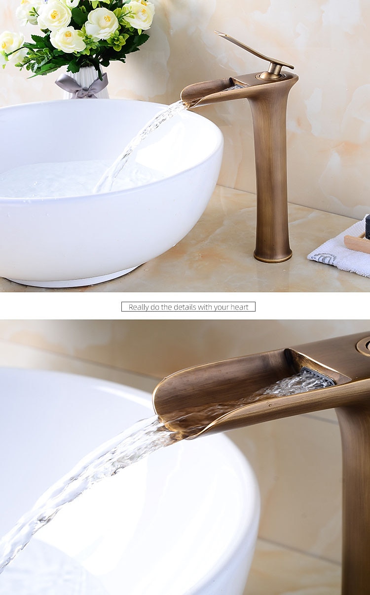 Bathroom Sink Faucet,Brass Waterfall Centerset Single Handle One Hole Bath Taps 2025 - CAD $119.99 –P5