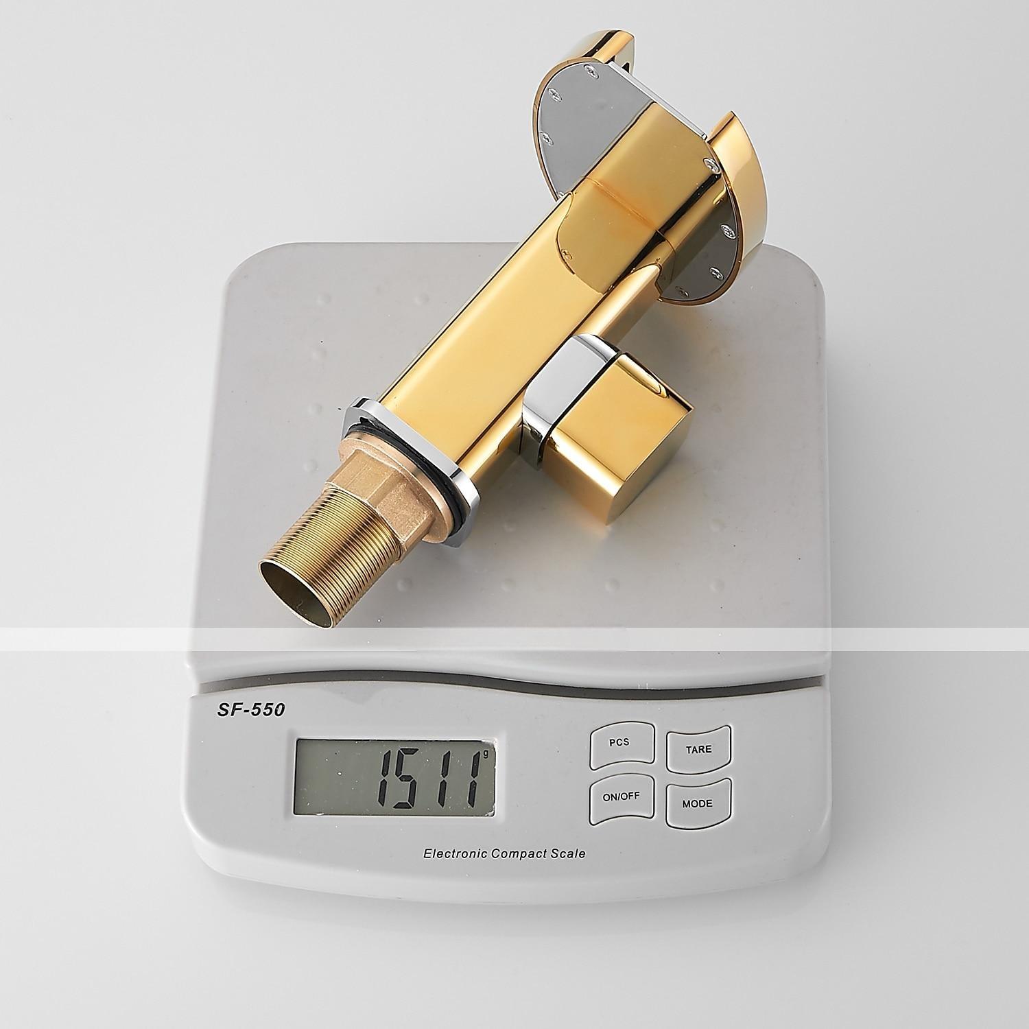 Bathroom Sink Faucet,LED Waterfall Temperature Controlled 3-Colors Electroplated Centerset Single Handle One Hole Bath Taps 2025 - CAD $95.99 –P7