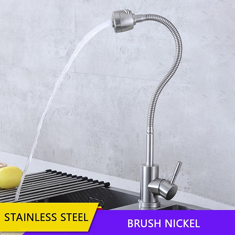 304 Stainless Steel Cold and Hot Water Kitchen Faucet Kitchen Mixers Kitchen Sink Tap 360 Degree Swivel Flexible Hose Basin Faucet 2025 - CAD $59.99 –P2