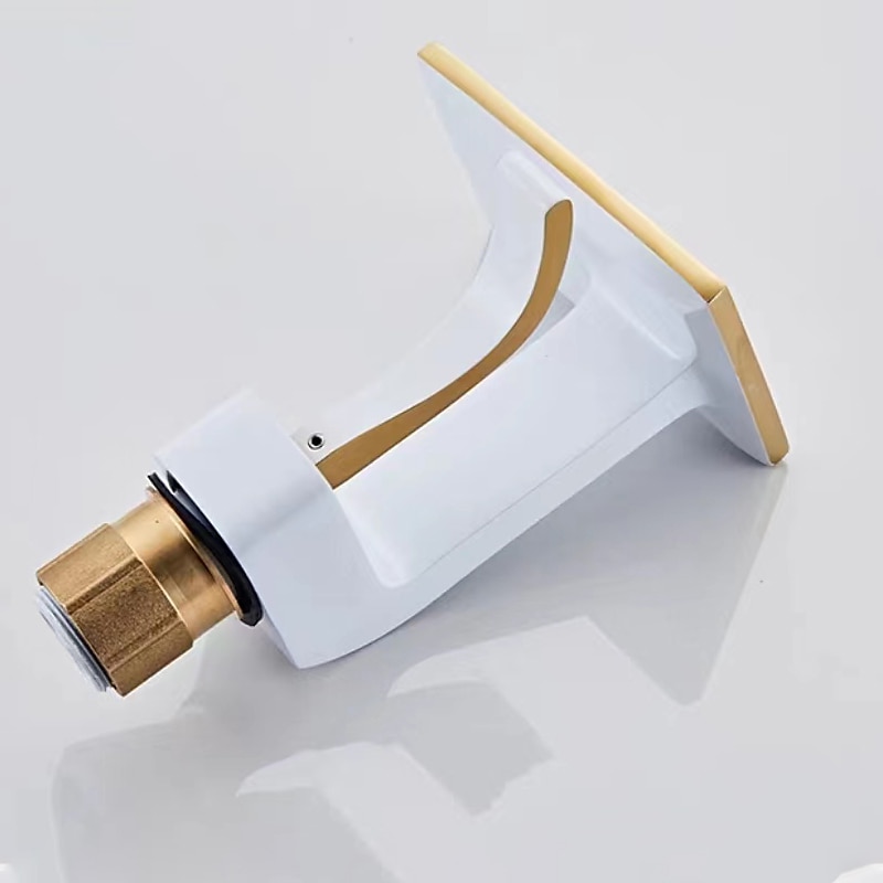 Waterfall Basin Sink Mixer Faucet, Brass Bathroom Taps Single Handle One Hole with Hot and Cold Hose Vessel Water Tap Deck Mounted 2025 - CAD $127.99 –P7
