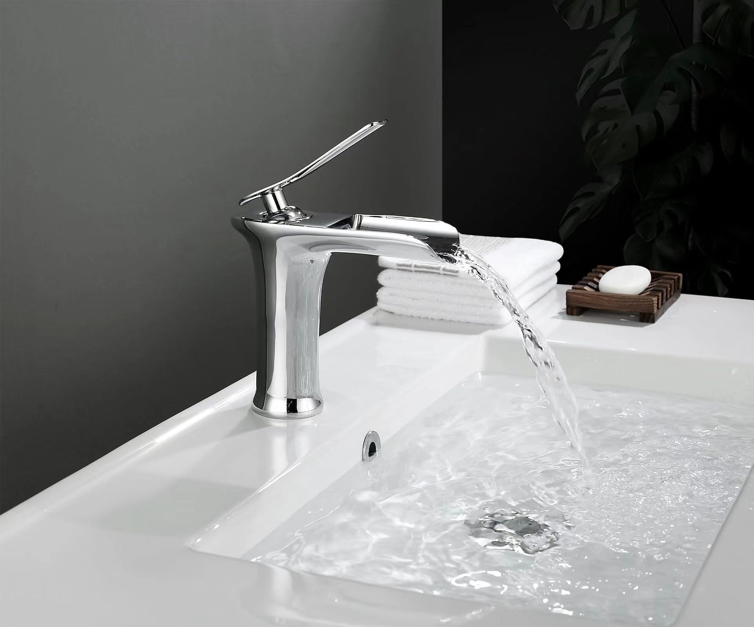 Waterfall Bathroom Sink Mixer Faucet 4.7" Spout, Mono Wash Basin Single Handle Basin Taps Washroom with Hot and Cold Hose, Monobloc Vessel Water Brass Tap Deck Mounted 2025 - CAD $87.99 –P12