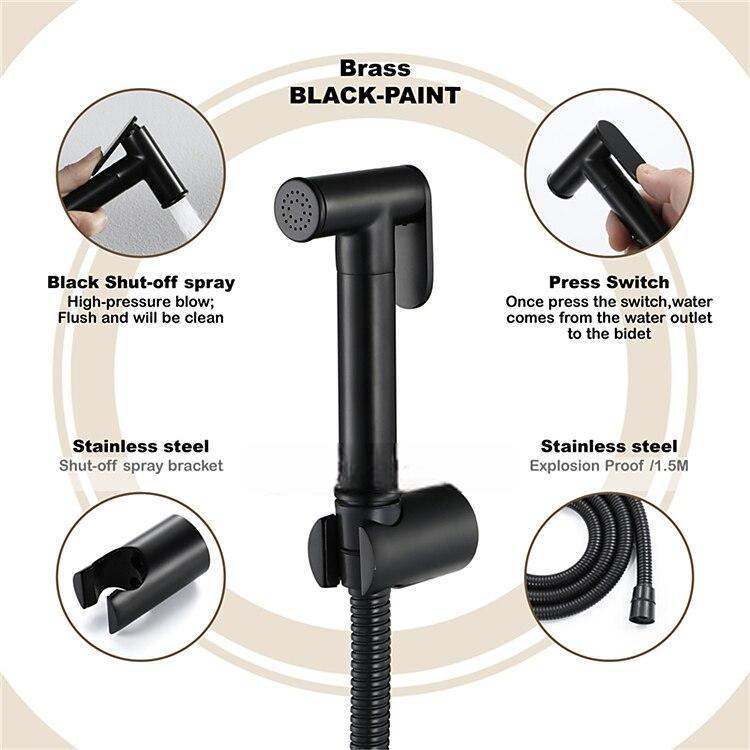 Brass Single Hole Bidet Painted Finishes Black Toilet Handheld Bidet Sprayer Self-Cleaning Contemporary Clean Spray Gun 2025 - CAD $52.99 –P4