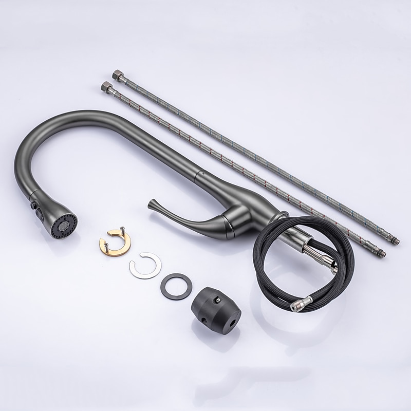 Kitchen Faucet with Pull-out SpraySingle Handle One Hole Nickel Brushed / Electroplated Pull-out / Pull-down / Standard Spout / Tall / High Arc Centerset 2025 - CAD $175.99 –P9