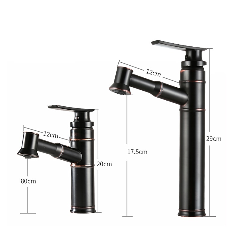 ORB Bathroom Sink Faucet,Pull out Spray Antique Brass Single Handle One Hole Bath Taps 2025 - CAD $103.99 –P3