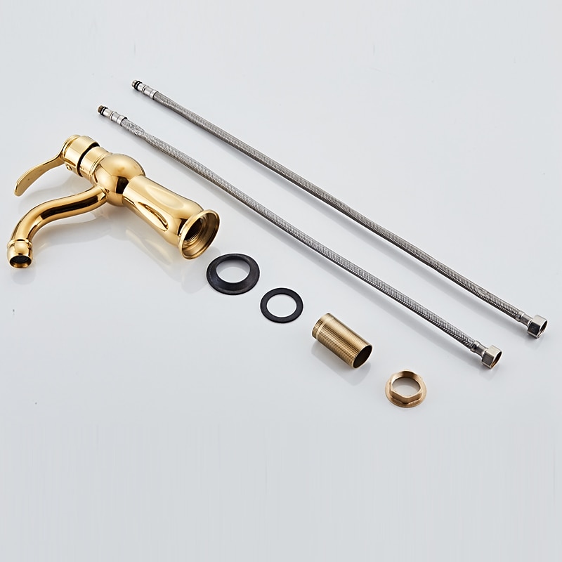 Bathroom Sink Faucet,Brass Contemporary Style Single Handle One Hole Bath Tap with Hot and Cold Switch 2025 - CAD $111.99 –P3
