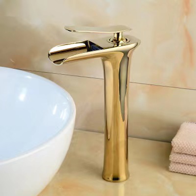 Waterfall Bathroom Sink Mixer Faucet Tall, Mono Wash Basin Single Handle Basin Taps Washroom with Hot and Cold Hose Monobloc Vessel Water Brass Tap Deck Mounted 2025 - CAD $111.99 –P5