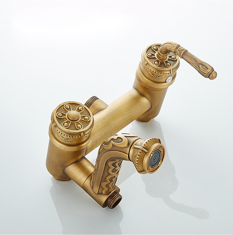 Shower FaucetRainfall Shower System Body Jet Massage Set - Handshower Included pullout Rainfall Shower Antique Vintage Style Antique Brass Mount Inside Brass Valve Bath Shower Mixer Taps 2025 - CAD $558.99 –P4