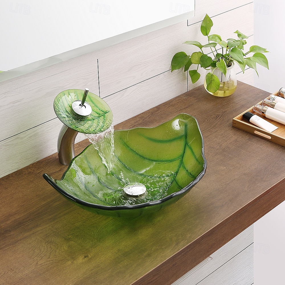 Vessel Sink for Bathroom Modern Leaf Style Bathroom Vanity Sinks Above Counter Countertop Basin sink 2025 - CAD $558.99 –P2