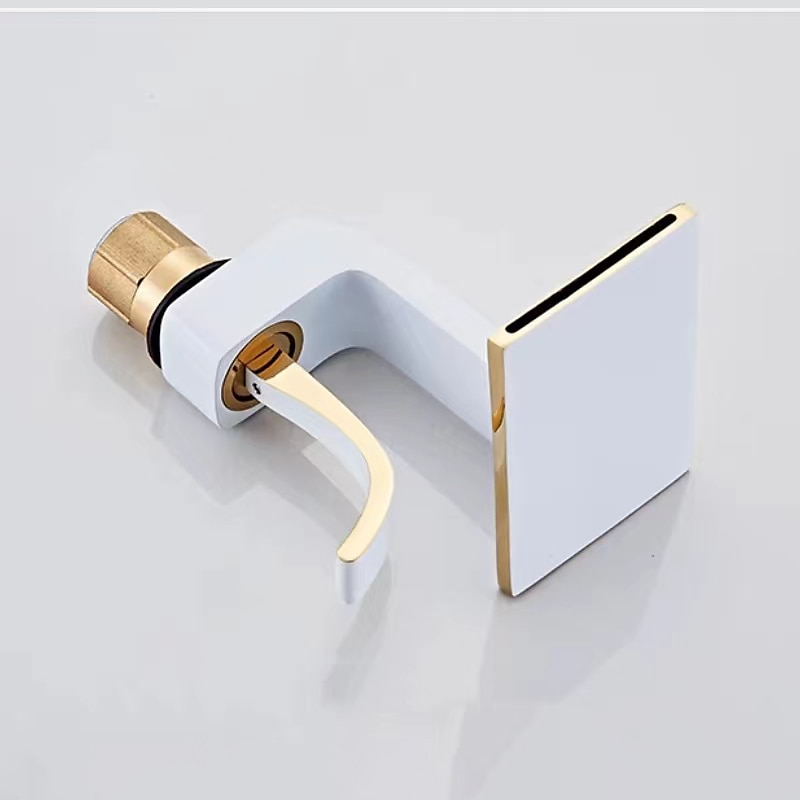 Waterfall Basin Sink Mixer Faucet, Brass Bathroom Taps Single Handle One Hole with Hot and Cold Hose Vessel Water Tap Deck Mounted 2025 - CAD $127.99 –P6