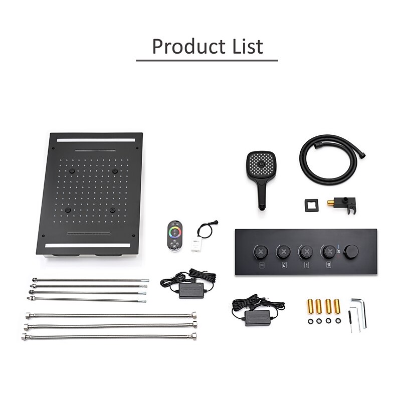 Shower FaucetRainfall Shower Head System / Thermostatic Mixer valve Set - Rainfall Shower Waterfall Contemporary Painted Finishes Mount Inside Brass Valve Bath Shower Mixer Taps 2025 - CAD $1036.99 –P5