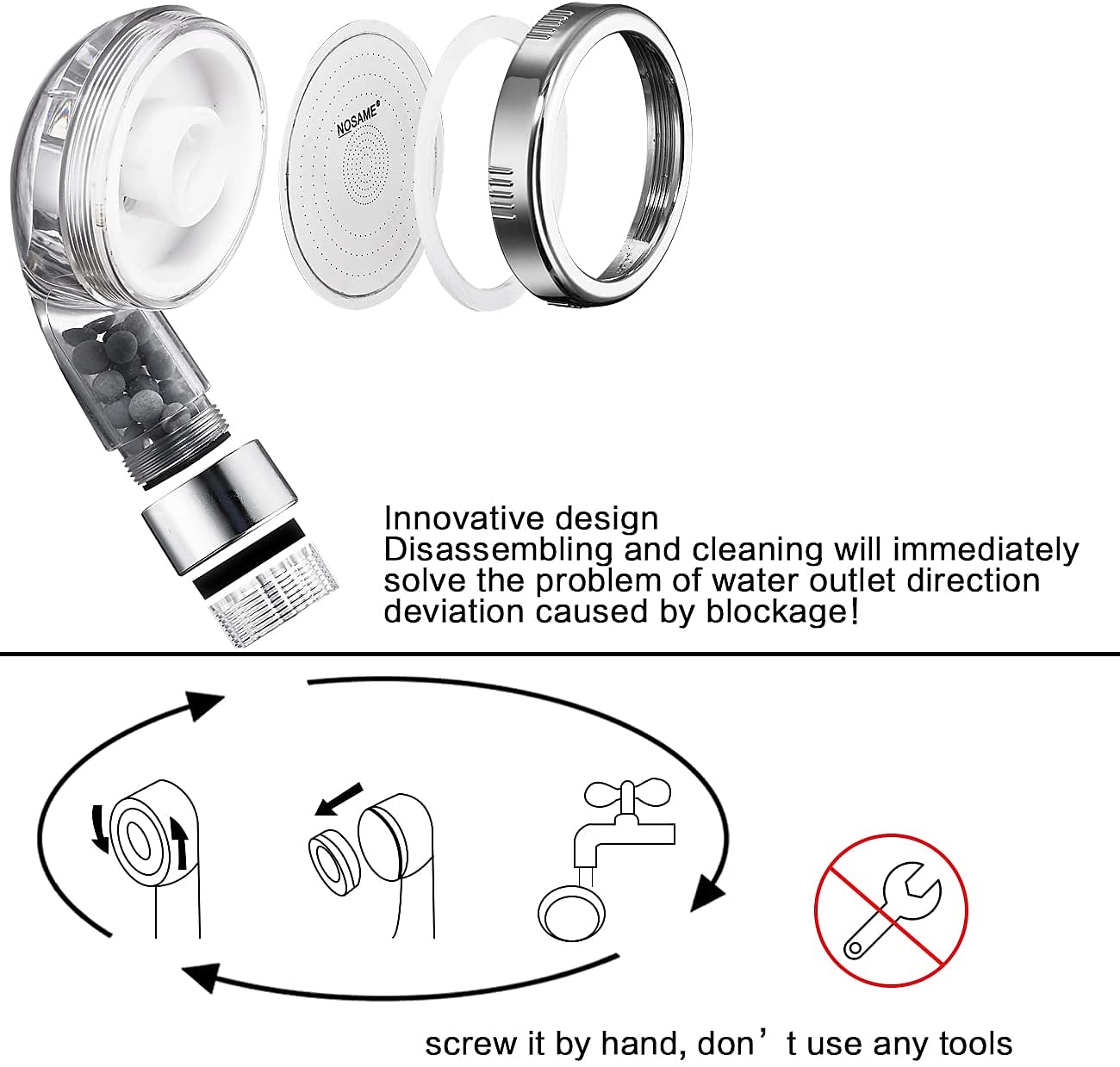 Stainless Steel Shower Head Filter Filtration High Pressure Water Saving 3 Mode Function Spray Handheld Showerheads for Dry Skin & Hair 2025 - CAD $3.99 –P4