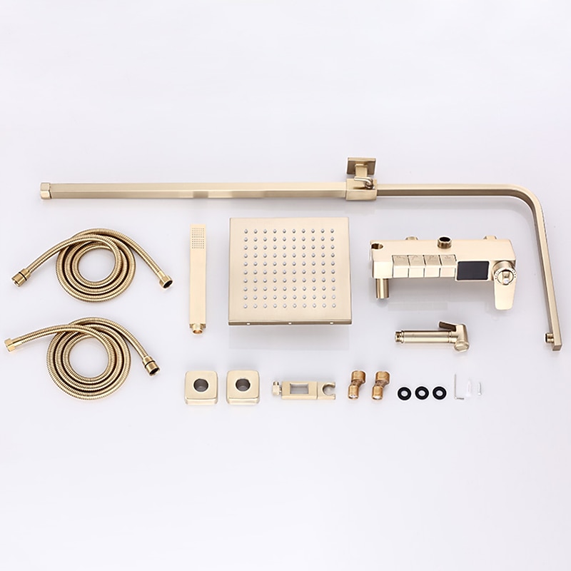 Shower FaucetShower System Rainfall Shower Head System Thermostatic Mixer valve Set - Handshower Included pullout Rainfall Shower Antique Country Nickel Brushed Mount Inside Ceramic Valve 2025 - CAD $717.99 –P2