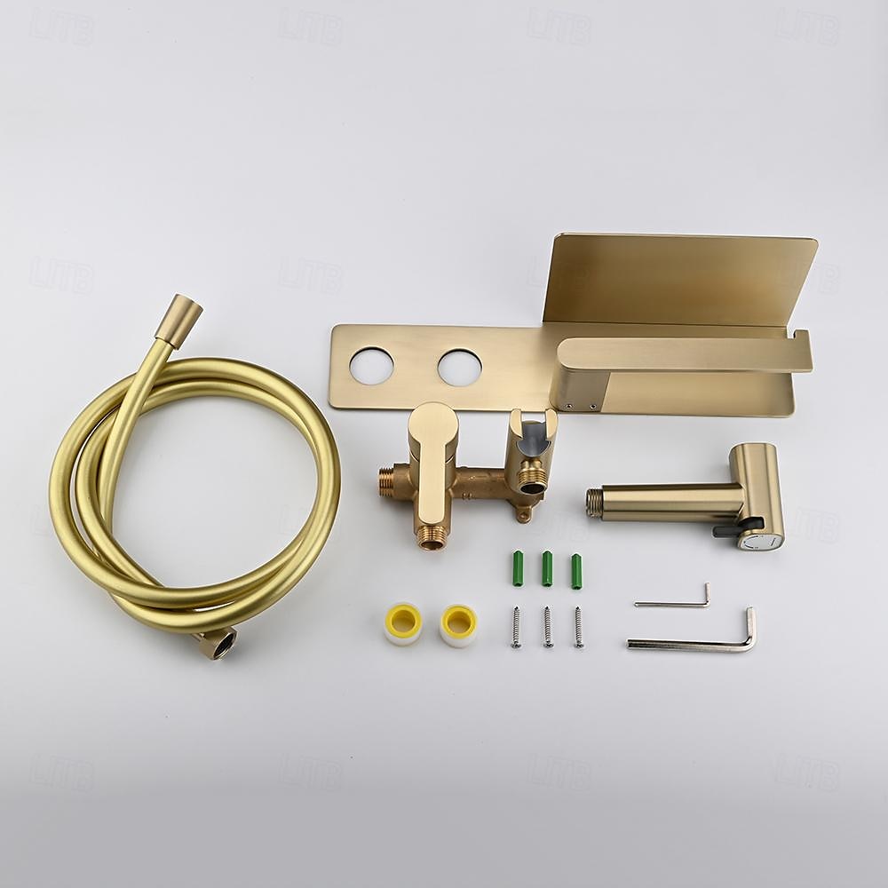Brushed Grey Bidet Sprayer Concealed Button Brass Valve with Commodity Shelf Paper Holder Plastic Sprayer PVC Hose 2025 - CAD $283.18 –P12