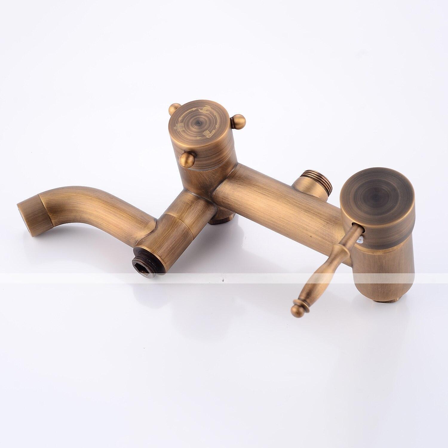 Shower FaucetShower System Set - Handshower Included pullout Waterfall Vintage Style / Country Antique Brass Mount Outside Ceramic Valve Bath Shower Mixer Taps 2025 - CAD $303.99 –P8