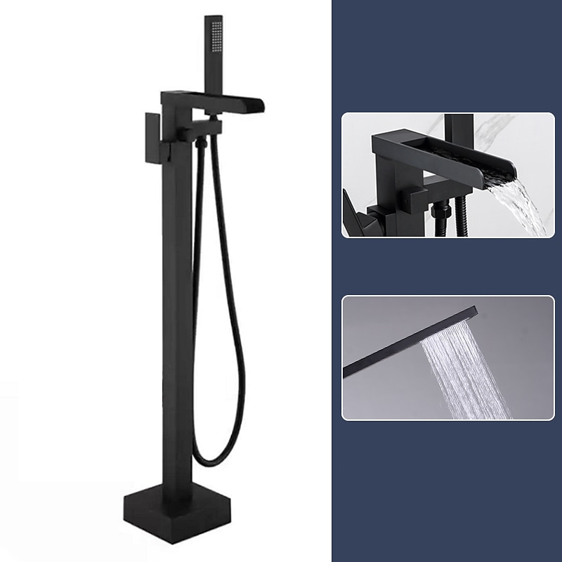 Bathtub Faucet - Minimalist Electroplated Free Standing Brass Valve Bath Shower Mixer Taps 2025 - CAD $446.99 –P10