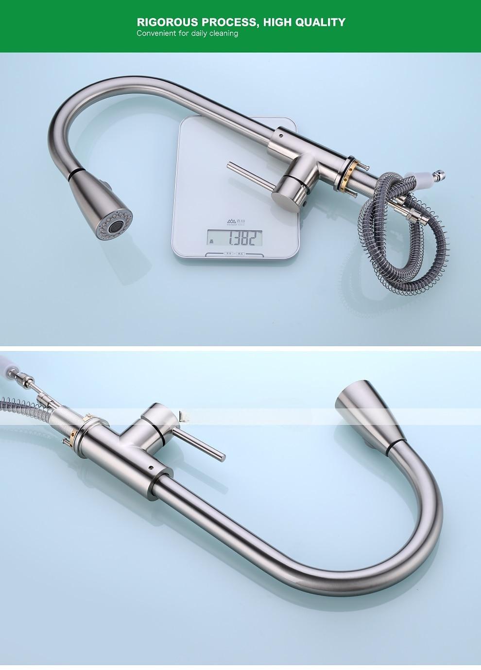 Kitchen FaucetMinimalisht Style Brass Nickel Brushed Pull-out Tall High Arc Vessel Fashion Nickel Brushed Rotatable Contemporary Kitchen Taps with Hot and Cold Switch 2025 - CAD $135.99 –P3