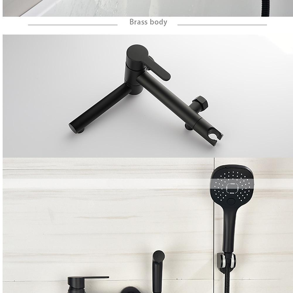 Bathtub Faucet Wall Mounted Black 3 Spout Bathroom Faucet Bath Roman Tub Filler Mixer Tap Brass with 2 Sprayer Bidet Sprayer 2025 - CAD $135.99 –P11