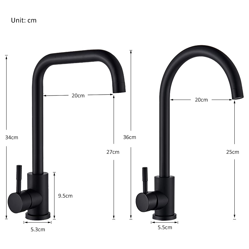 Stainless Steel Kitchen Sink Mixer Faucet 360 Swivel Single Handle Kitchen Taps Deck Mounted with Hot and Cold Water Hose Vessel Taps 2025 - CAD $52.99 –P1