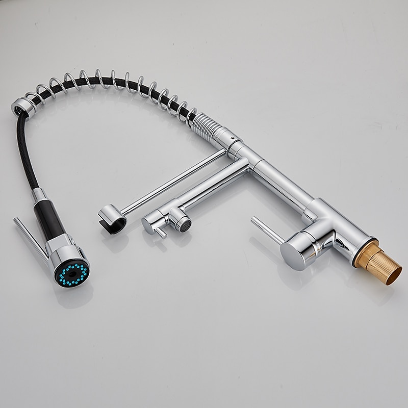 Kitchen Sink Mixer Faucet Pull Down Sprayer Single Lever Pull Out Taps 360 ° Swivel Cold Hot Water Brass Tap Golded Chrome Black 2025 - CAD $143.99 –P18