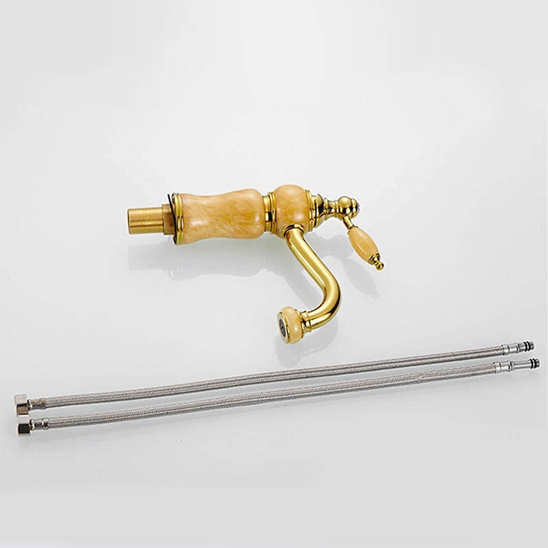 Bathroom Sink Faucet Mixer Basin Tap, Brass Single Handle with Hot and Cold Hose- Rotatable / Classic Electroplated Centerset Single Handle One HoleBath Taps 2025 - CAD $103.99 –P5