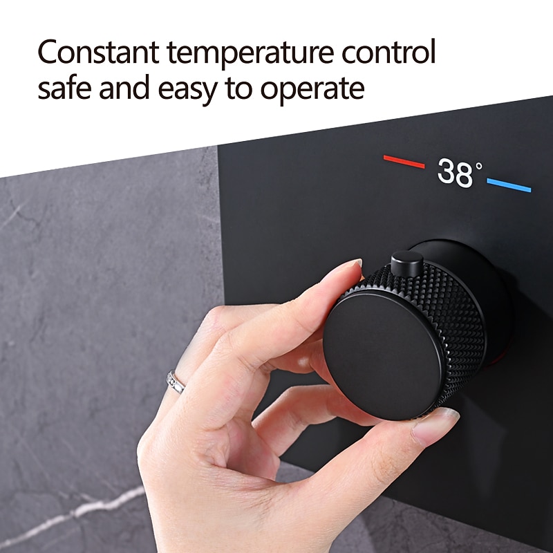 Shower FaucetRainfall Shower Head System / Thermostatic Mixer valve Set - Rainfall Shower Contemporary Painted Finishes Mount Inside Brass Valve Bath Shower Mixer Taps 2025 - CAD $956.99 –P7