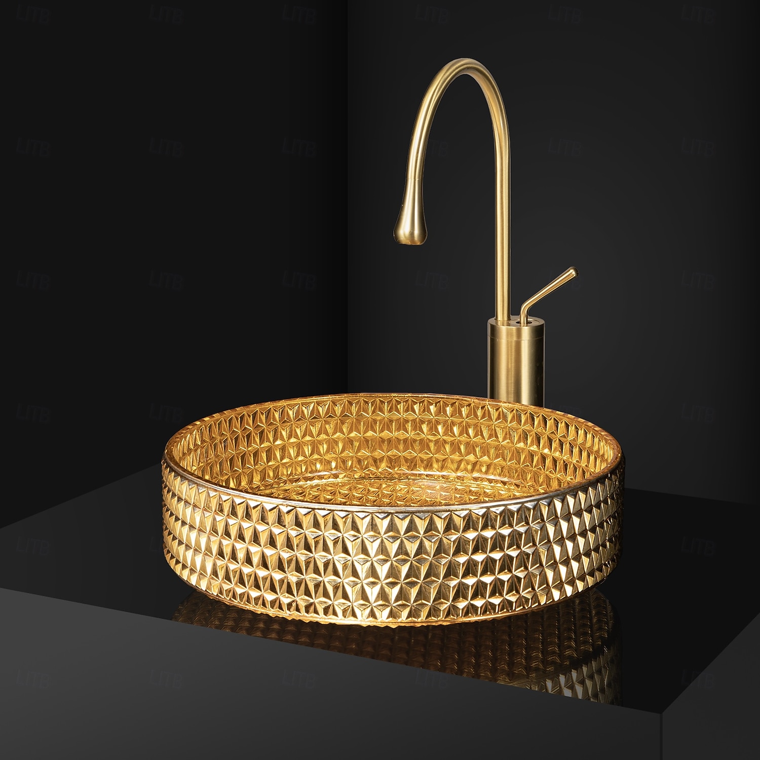Bathroom Vessel Sink Round Contemporary Plating Glass Vessel Sink And Chrome Finish Waterfall Faucet Combo 2025 - CAD $637.99 –P4