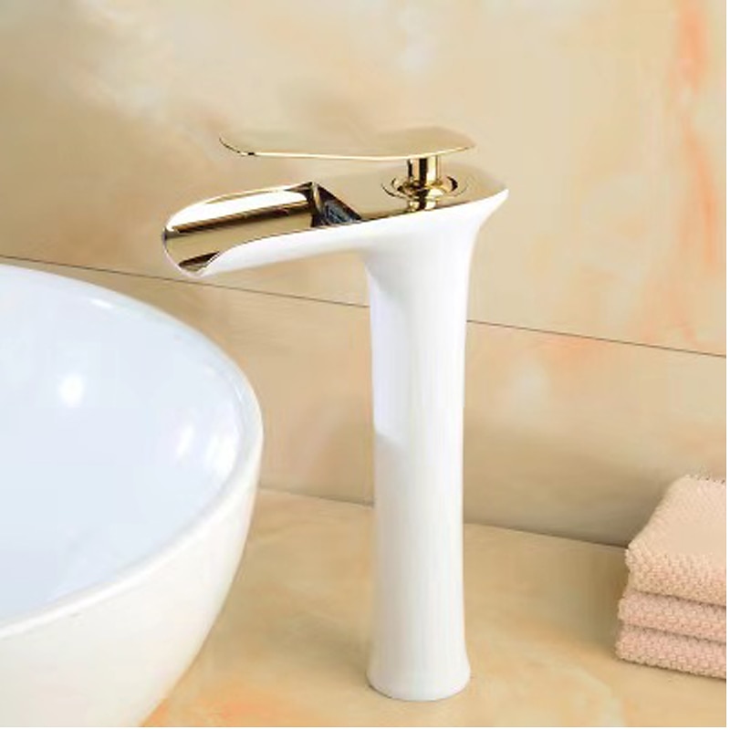 Waterfall Bathroom Sink Mixer Faucet Tall, Mono Wash Basin Single Handle Basin Taps Washroom with Hot and Cold Hose Monobloc Vessel Water Brass Tap Deck Mounted 2025 - CAD $111.99 –P4
