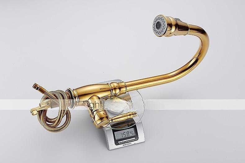 Kitchen Faucet Contemporary Retro Style Ti-PVD Pull-out/Pull-down Vessel/Brass/Single Handle One Hole 2025 - CAD $191.99 –P12