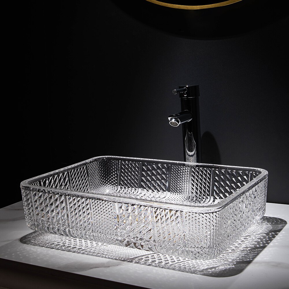 The modern light luxury transparent art rectangular die-cast glass wash basin with faucet sink 2025 - CAD $328.99 –P4
