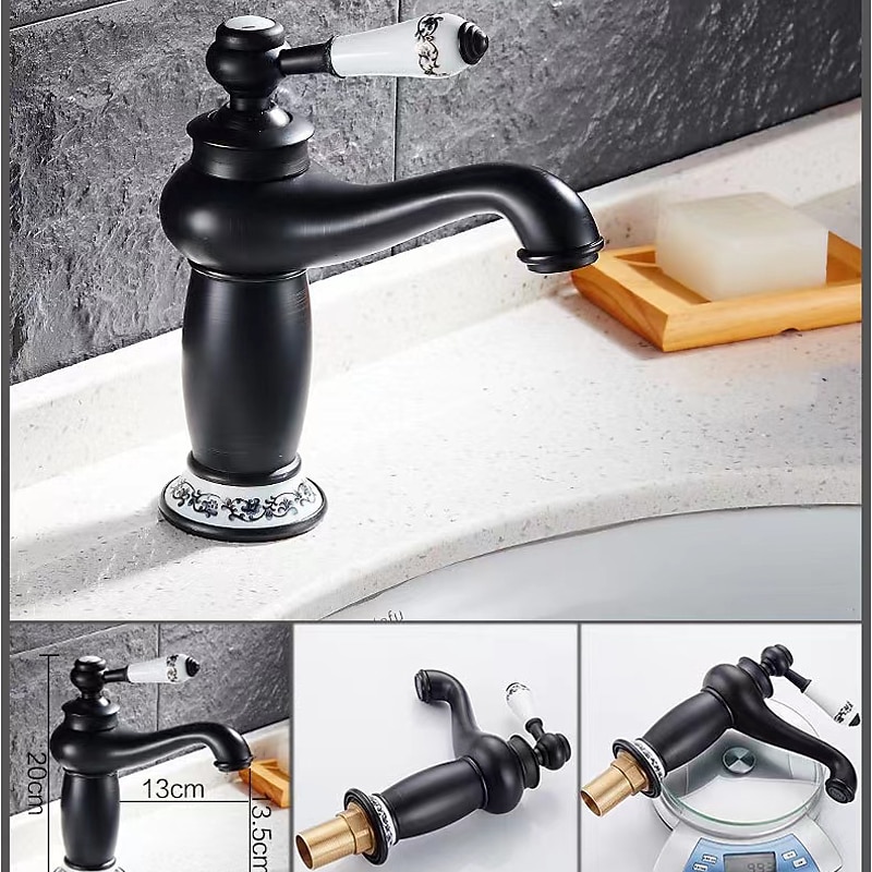 Vintage Bathroom Sink Mixer Faucet, Monobloc Washroom Basin Taps Single Handle One Hole Deck Mounted, Mono Retro Style Water Taps Hot and Cold Hose 2025 - CAD $95.99 –P2