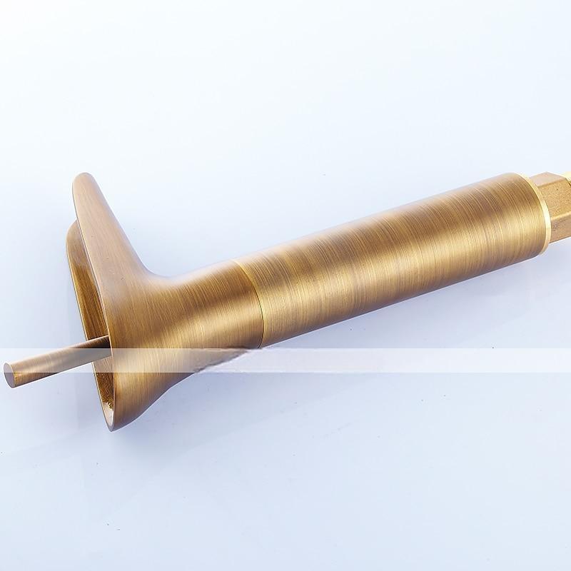 Antique Brass Bathroom Sink Faucet,Waterfall  Single Handle One Hole Bath Taps with Hot and Cold Switch and Ceramic Valve 2025 - CAD $79.99 –P4