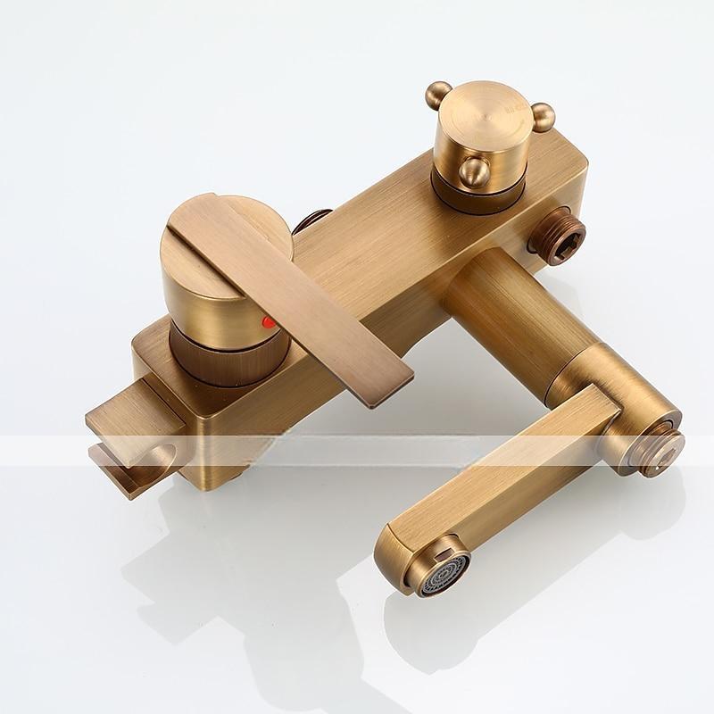 Shower FaucetAntique Brass Shower System SetMount Outside Waterfall Pullout Included Multi Spray and Rainfall Shower Bath Shower Mixer Taps with Cold and Hot Switch 2025 - CAD $478.99 –P8