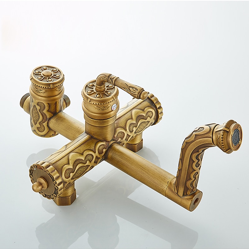 Shower FaucetRainfall Shower System Body Jet Massage Set - Handshower Included pullout Rainfall Shower Antique Vintage Style Antique Brass Mount Inside Brass Valve Bath Shower Mixer Taps 2025 - CAD $558.99 –P5