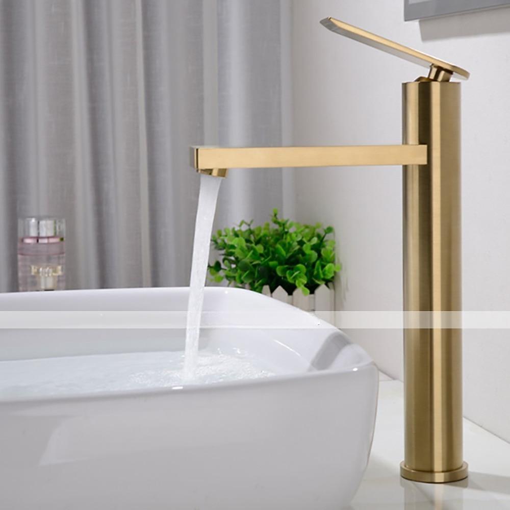 Bathroom Sink Faucet - Single Brushed Gold Centerset Single Handle One HoleBath Taps 2025 - CAD $159.99 –P6