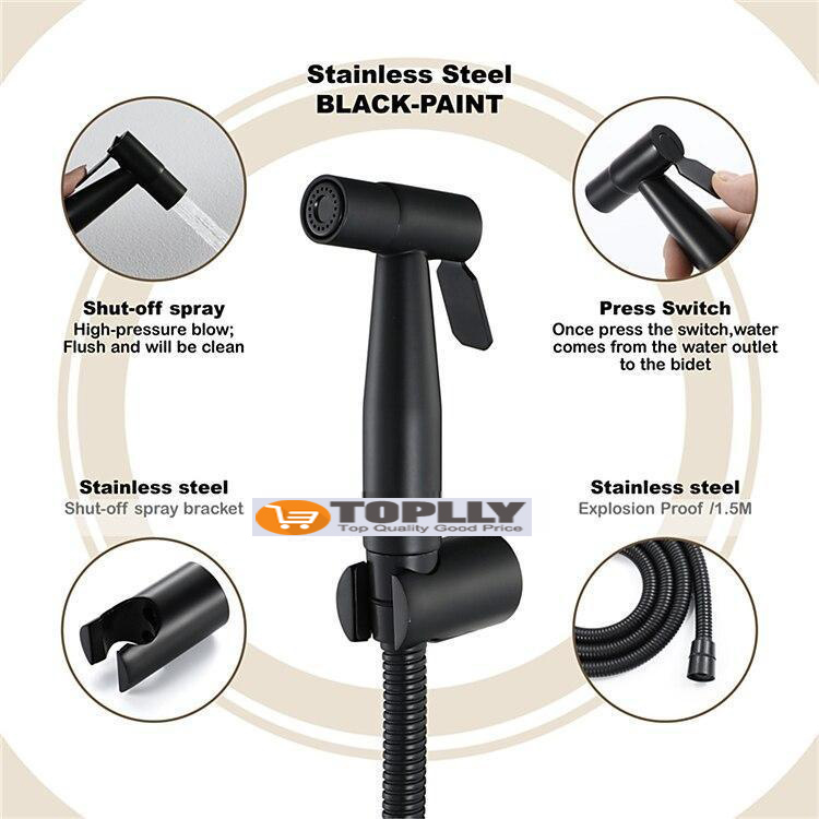 Single Hole Bidet Black Toilet Handheld High Pressure Cleaning Spray Gun 2025 - CAD $36.99 –P1