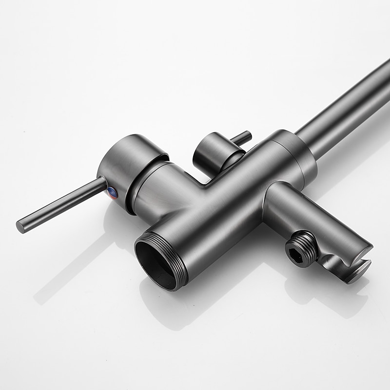 Bathtub Faucet Floor Mount Freestanding Tub Filler Brass High Flow Shower Faucets with Handheld Shower Mixer Taps Swivel Spout(Gun Grey) 2025 - CAD $366.99 –P3