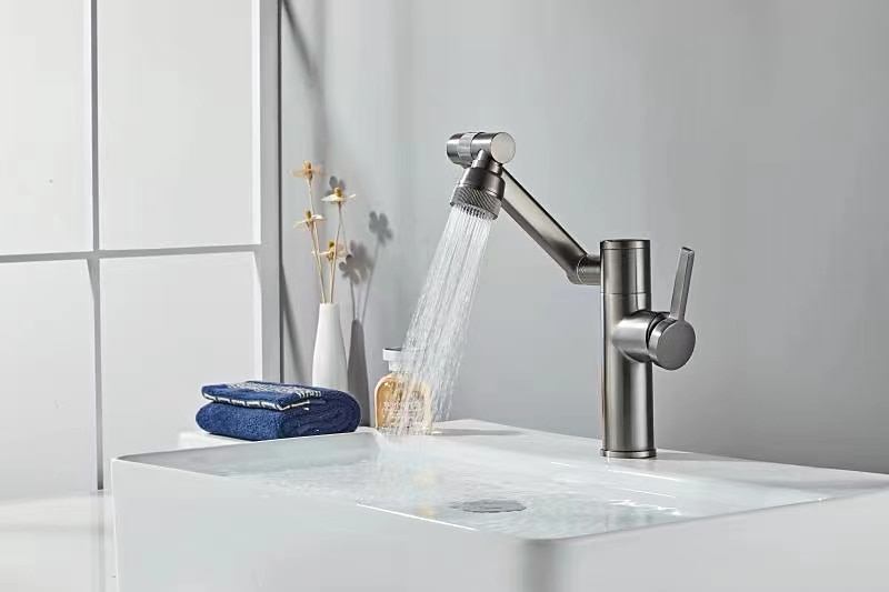 Foldable Bathroom Sink Mixer Faucet LED Displayer, Vintage 360 Swivel Spout Rotatable Wash Basin Tap, Brass Retro Single Handle One Hole with Cold and Hot Water Hose 2025 - CAD $135.99 –P4