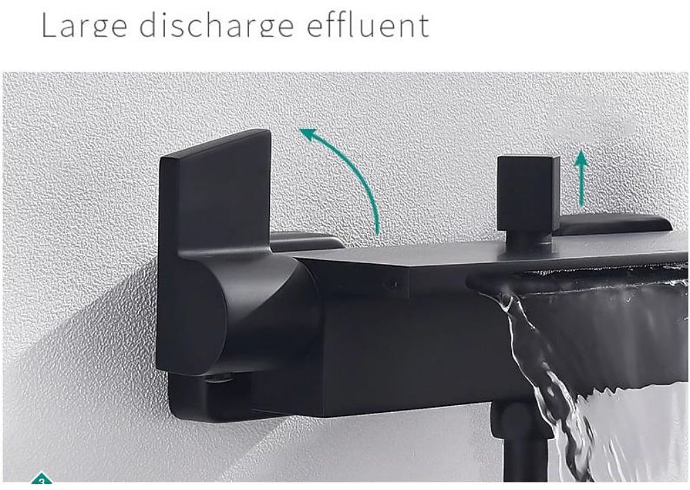 Waterfall Bathtub Faucet Bathroom Faucet Set Brass Wall Mounted Shower Facuet With Rain Hand Shower Waterfall Spout Tap 2025 - CAD $287.99 –P5