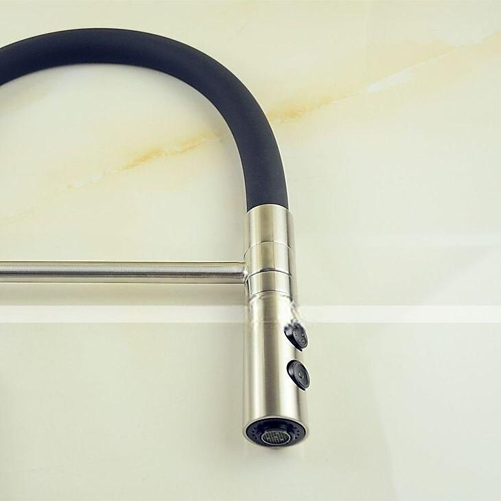 Single Handle Kitchen FaucetOne Hole Nickel Brushed Pull-out/Pull-down Rotatable Vessel Stainless Steel Contemporary Kitchen Taps with Cold and Hot Water 2025 - CAD $127.99 –P5