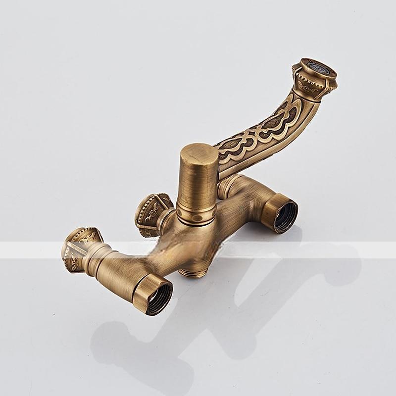 Vintage Shower System Faucet Set Wall Mounted 360 Swivel Antique Brass Bathroom Shower Head Facuet Kit with Handheld Shower Head Sprayer Ceramic Valve Bath Mixer Tap 2025 - CAD $119.99 –P2