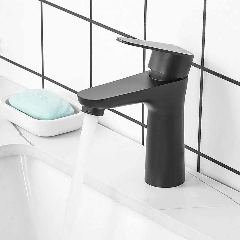 Bathroom Sink Faucet,Stainless Steel Matte Black/Nickel Brushed Single Handle One Hole Bath Taps with Hot and Cold Switch 2025 - CAD $63.99 –P10