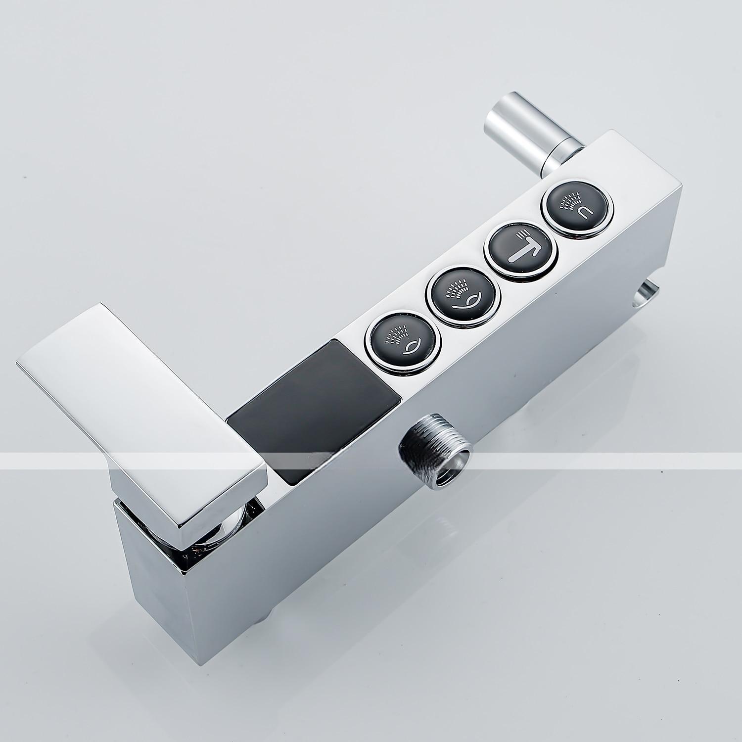 Shower Faucet with LED Display Thermostatic Mixer valve Set Handshower Included Pullout/Shelf Rainfall Shower Electroplated Mount Outside Ceramic Valve Bath Shower Mixer Taps 2025 - CAD $446.99 –P9