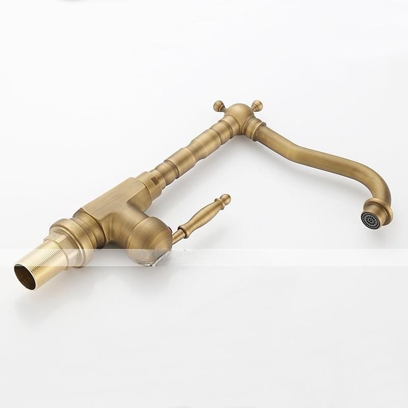 Kitchen Sink Mixer Faucet 360 Swivel Single Handle Spring Kitchen Taps Deck Mounted One Hole Brass Kitchen Sink Faucet Water Vessel Taps Retro Vintage 2025 - CAD $79.99 –P2