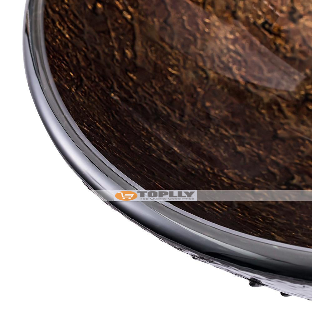 16.5 inch Bathroom Vessel Sink with Faucet Vintage Brass Antique Tempered Glass Basin with Pop-Up Drain Countertop Artistic Round Basin Bowl Set Above Counter Vanity Sink 2025 - CAD $398.99 –P8