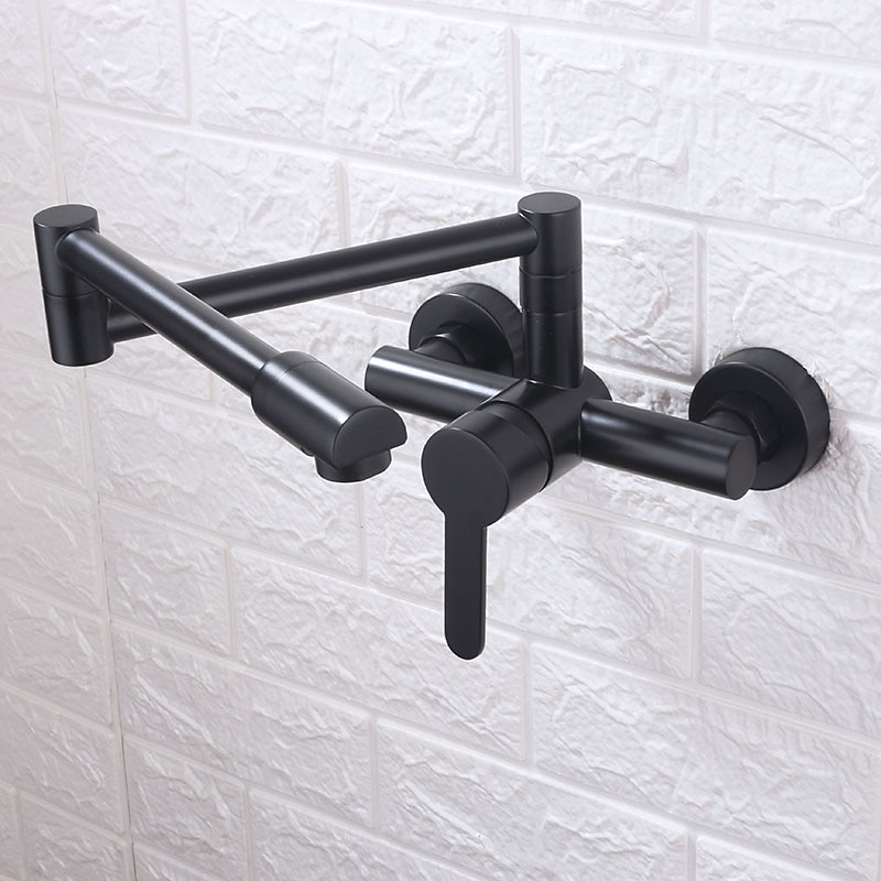 Wall Mounted Kitchen Sink Mixer Faucet Foldable Pot Filler FacuetSingle Handle Two Holes Folding Taps Electroplated / Painted Finishes Pull-out / Pull-down / Pot Filler Wall Mounted / Brass 2025 - CAD $199.99 –P2
