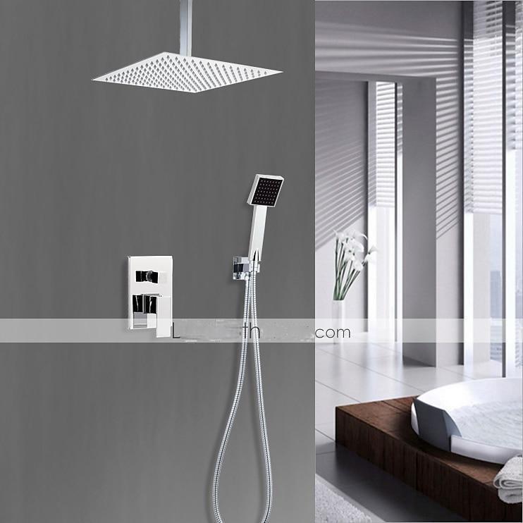 Brass Shower SetRainfall Country Chrome Wall Mounted  Mixer Taps Single Handle Four Holes Shower Faucets with Ceramic Valve 2025 - CAD $263.99 –P1