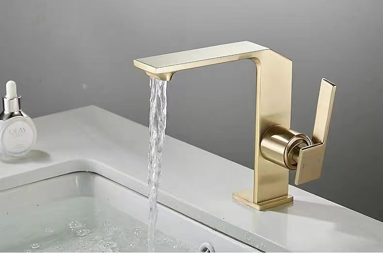 Waterfall Bathroom Sink Mixer Faucet Brass, Single Handle Washroom Basin Taps One Hole Faucets with Hot and Cold Hose, Waterfall Spout Brass Bathroom Tap Chrome Black Gold Grey 2025 - CAD $111.99 –P5